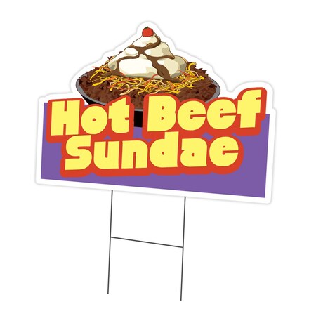 Signmission Hot Beef Sundae Die Cut Yard & Stake plastic coroplast window, C-DC-1824-Hot Beef Sundae19 C-DC-1824-DS-Hot Beef Sundae19