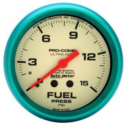 Auto Meter 4511 Ultra-Nite Fuel Pressure Gauge - 2.62 in. - 0-15 PSI ATM4511