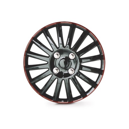 Altertrim 14 in Univ Hubcaps for steel whls, Snap-On, (Blk & Red Lacq), 4PK CHB-5019-BRB-14