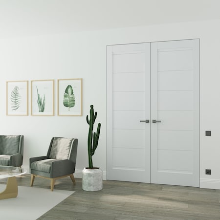 Sartodoors Hidden Double Doors White 84x84 (2* 42x84) Solid Core Modern Interior QUADRO4115DMF-WS-84x84-LH-O