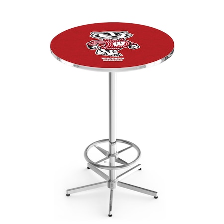 Holland Bar Stool Co 42" Chrome Wisconsin "Badger" Pub Table, 36" dia. Top L216C4236WI-Bdg