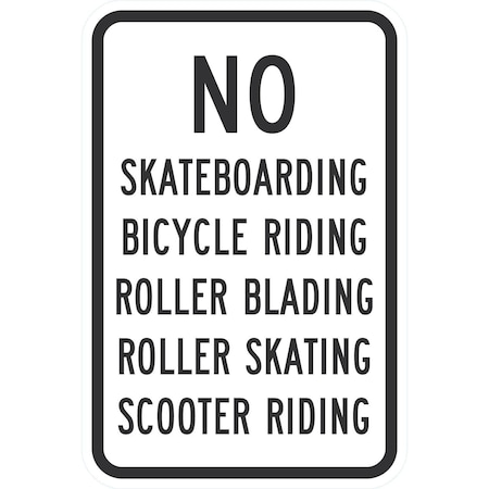 Lyle No, Skateboarding, Bicycle Riding, Roller Blading, , 12x18, High Intensity Prismatic, White G-3879-HI_12x18