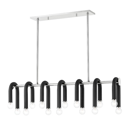 Mitzi Whit 14 Light Linear 6 In. Polished Nickel/Black H382914-PN/BK