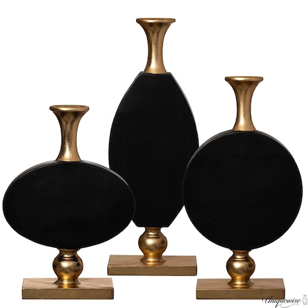 Uniquewise 44 Inch Vintage Gold and Black Fiberglass Tall Floor Vase - Enhances Home Decor with QI004679.3