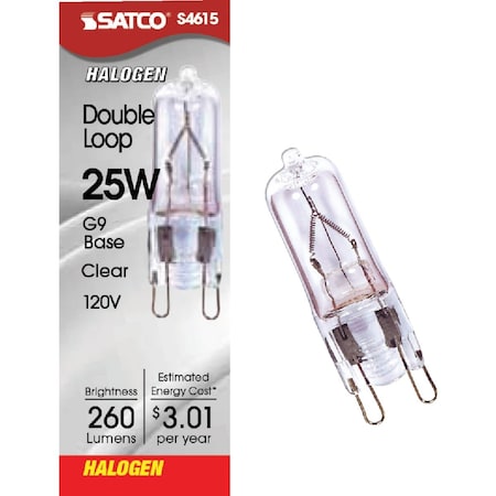 Satco 25W 120V Clear Double Loop Base T4 Halogen Special Purpose Light Bulb S4615