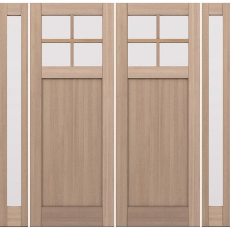 Doornmore CRF-P1G4, 103" x 98" ( 2x36" Door + 2x12" Side) Right Hand, Mahogany SDL 4 Lite Exterior Door CRF-P1G4-SW-3696-G101-SL_2-2_RI