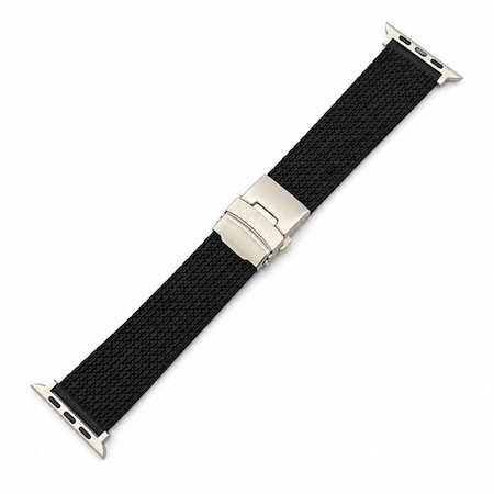 Elegani Mesh Rubber Watch Replacement Band Compatible with Apple Watch 46mm, Black MRSA-BLK-46mm