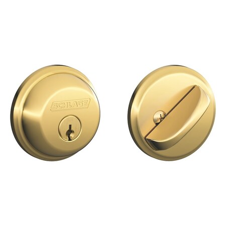Schlage B60NV505KA4 Deadbolt, 1 Grade, SC1 Key, Metal, Bright Brass, 2-3/8, 2-3/4 in Backset B60NG505605 KA4