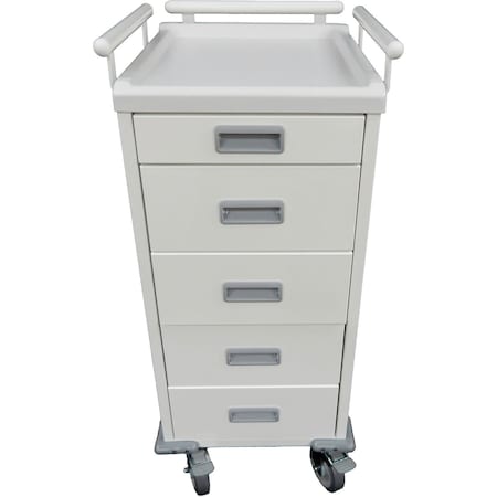 Global Industrial Medical Equipment Cart with 5 Drawers, White 615249