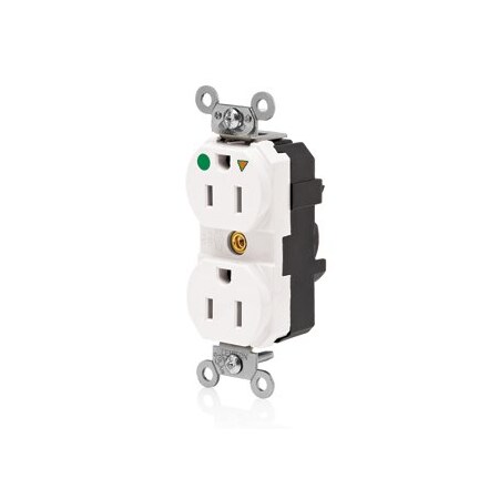 Leviton Lev-Lok Hospital Grade Duplex Receptacle, 15 Amp, 125 Volt M8200-ILW