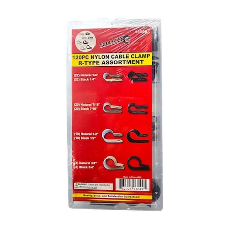 Tool City 120 PIECE NYLON CABLE CLAMP R-TYPE ASSORTMENT 13049