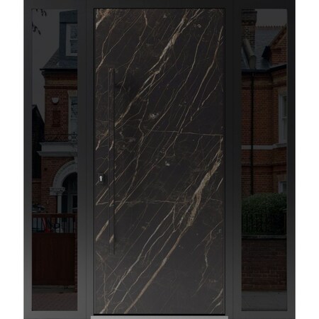 Vdomdoors Steel Door Dekton 0118 Natural Noir 2 Side Exterior Windows Sidelites/ Entry Door Painted W14+36+14 DEKTON0118EXD-NOR-W14+36+14xH80-RH-I