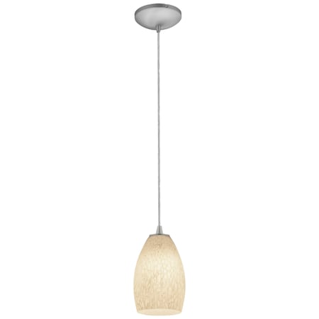 Access Lighting Champagne, Pendant, Brushed Steel Finish, White Stone Glass 28012-1C-BS/WHST