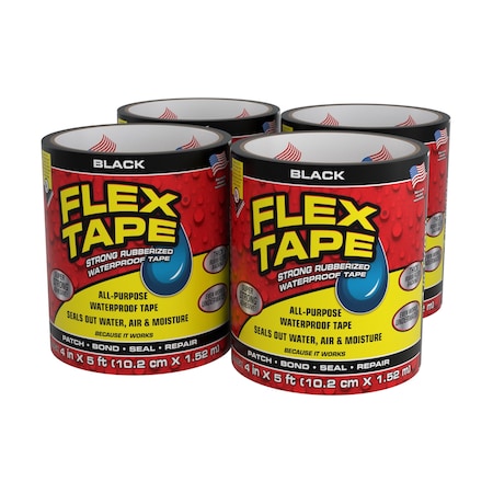 Flex Seal Flex Tape Black 4in x5ft, 4PK TFSBLKR0405