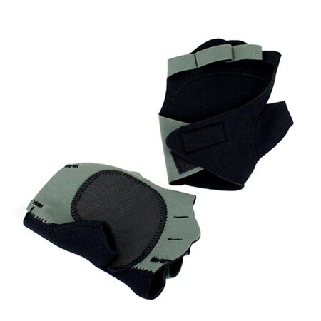 Shelter Perrini Gray Fingerless Sport Gloves with Cloth Tie Wrist Strap- Large 9435-L