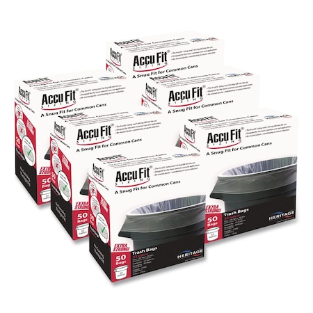 Accufit 23 gal Trash Bags, 28 in x 45 in, Premium, 0.9 mil, Clear, 300 PK H5645TC RC1