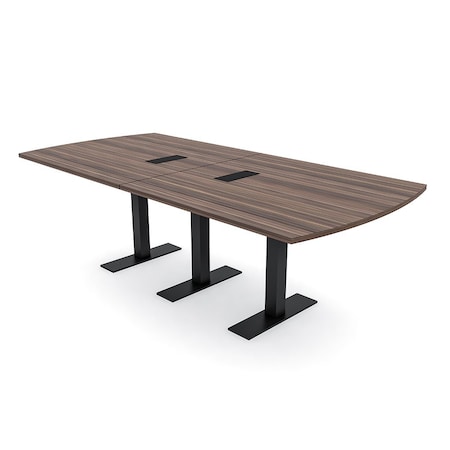 Skutchi Designs Person Conference Table With Power Unit | 8' Arc Rectangle Table | Harmony Series HAR-AREC-48X96-T.BK-H3041-EBLK