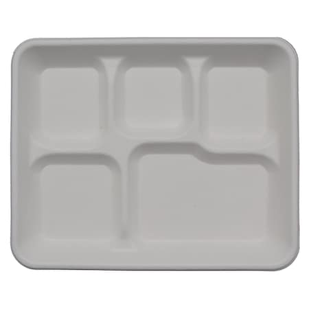 Rdi Bagasse 5 Compartment Meal Tray 500cs, 500PK PLT-BGS-MTRY-5C