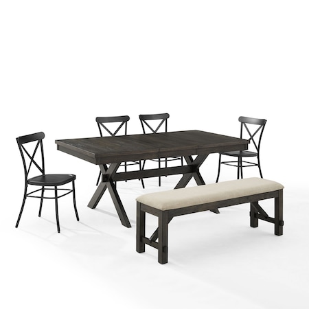 Crosley Hayden 6-Piece Dining Table Set For 7 W/Camille Chairs KF20013SL-MB
