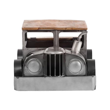 Homeroots 42" Grey And Brown Vintage Style Truck Solid Wood and Metal Coffee Table 490809