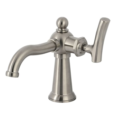 Kingston Brass One-Handle Single-Hole Bathroom Faucet with Push Pop-Up Drain, Brushed Nickel KS3548TKL