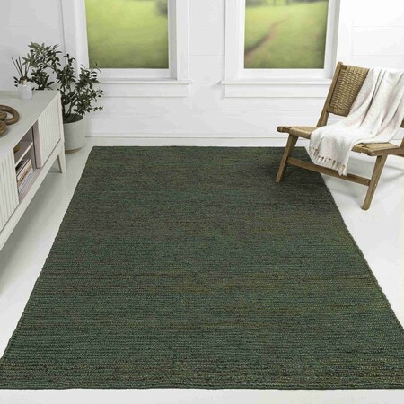 Jonathan Y Griffin Rustic Farmhouse Woven Jute Solid Green 3 ft. x 5 ft. Area Rug NRF201E-3