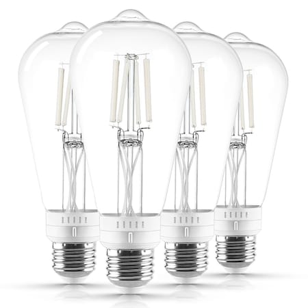 Luxrite Vintage ST19 LED Light Bulb 75 Watt Equivalent, 5CCT 2700K-5000K, 7W, Dimmable, 800, 4PK LR21686
