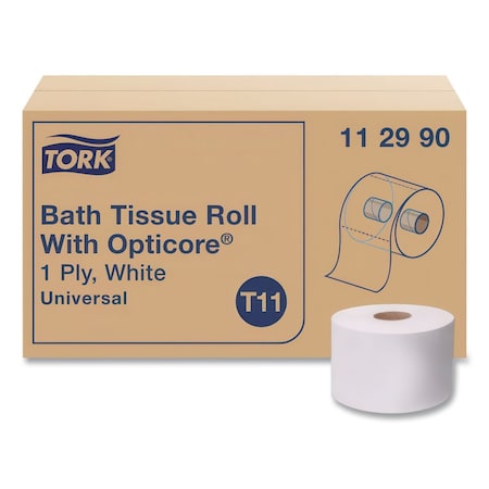 Tork Tork OptiCore Mid-size Toilet Paper Roll White T11, Universal, 1-ply, 36 x 1755 sheets, 112990, PK36 112990
