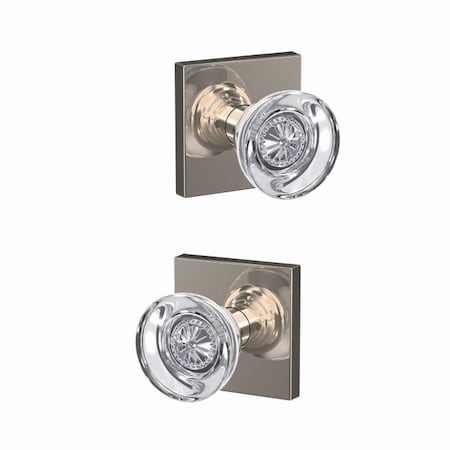 Schlage Residential Schlage Custom Hobson Knob with Collins Rose Non Turning Double Dummy Pair Bright Nickel Finish FC172HOB618COL