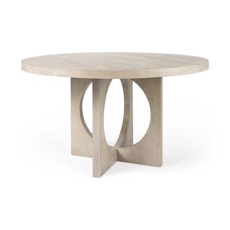 Homeroots 54" Natural Rounded Pedestal Base Dining Table 397612