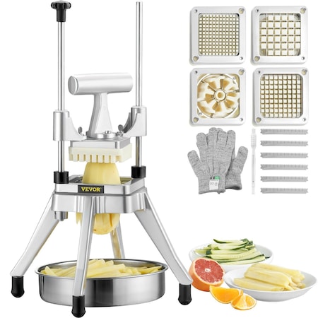 Vevor Potato Slicer Commercial Vegetable Fruit Cutter Chopper 4 Blades and Tray QTJ-J002
