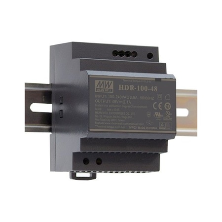 Meanwell Mean Well, AC-DC Ultra slim DIN rail power supply; Input range 85-264VAC; Output 24VDC HDR-100-24N
