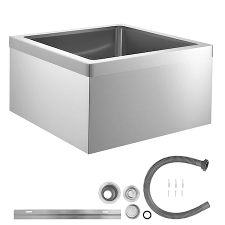 Vevor Stainless Steel Floor Mop Sink 24 x 24 x 13 in with Wall-Mounted Bracket 24-24-13