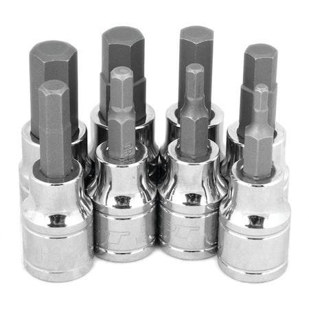 Perform Tool Socket Set 3/8 In drive; Metric; Hex Bit; With 3 mm To 10 mm Hex Bit; 8 Pieces; Polished Nickel W38890
