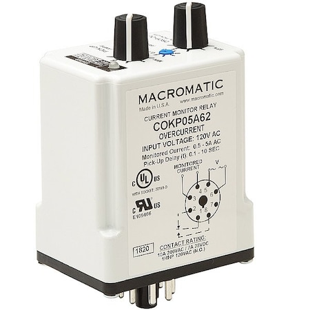 Macromatic Monitor Relay, 10 A, 120VAC, 8 Pins COKP05A62-G