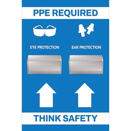 Visual Workplace PPE Shadow Board, Blue, 24 in H 30-1910-3624-P40801