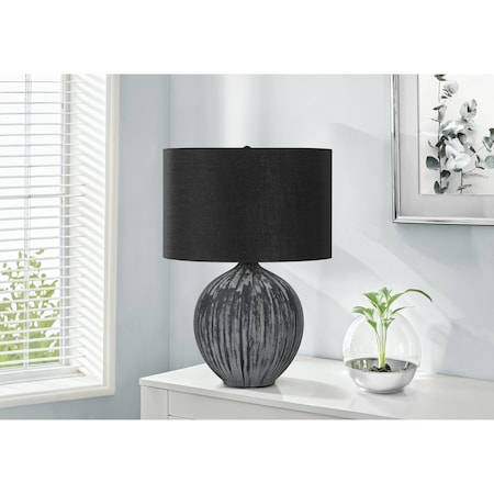 Monarch Specialties Lighting, 23 in.H, Table Lamp, Black Ceramic, Black Shade, Contemporary I 9618