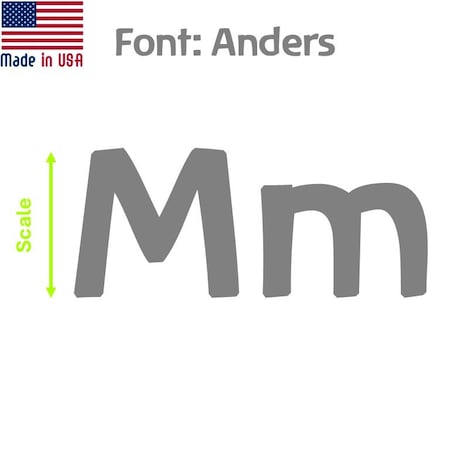 Aacc Self-Adhesive Vinyl Letter: m, Scale: 50 cm. Color: Gray Font: Anders by, 24PK AACC-Anders-lm-Gray-M50x24