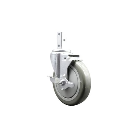 Service Caster 5 Inch Gray Polyurethane Wheel Swivel 3/4 Inch Square Stem Caster with Brake SCC-SQ20S514-PPUB-GRY-TLB-34