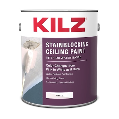 Kilz Ceiling Paint, White, 1 gal, Can, Resists: Spatter, Water Base 68041