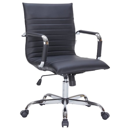 Leisuremod Harris Faux Leather Office Chair, Black HO19BLL