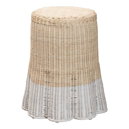 Bali & Pari Sarna Natural Rattan End Table with Scalloped Base 266-14568-ZORO