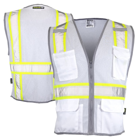 Dome75 Hi-Vis Safety Vest SM/MD Class Non-ANSI/Enhanced Visibility , Zipper 6 Pockets, 2 Mic Tab DV2183