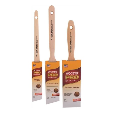 Wooster 1 in. Pro Thin Angle Sash, 1-1/2 in. Angle Sash, 2 in. Nylon/Polyester Flat Paint Brush Set, 3PK 0H21460000