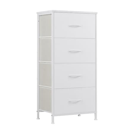 Homeroots 12" White Fabric Wood And Metal Four Drawer Dresser 635723