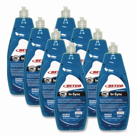 Betco Symplicity In-Sync Hand Dishwashing Detergent, Fresh Ozonic Scent, 38 oz Bottle, 8PK 1851B900