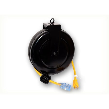 Quail Electronics 25' RETR REEL 14/3 SJTW YLW 5-15P TO 5-15RQLC W/ GREEN LED QL1000-25YLW