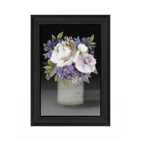 Homeroots Lilac Mason Jar Floral 3 Black Framed Print Wall Art 407665