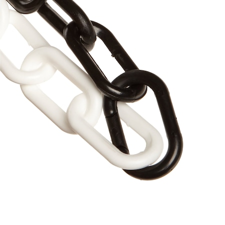 Mr. Chain 1.5" x 100' Black/White Plastic Safety Chain 30020-100