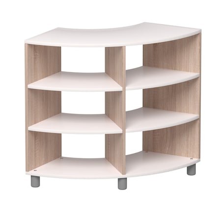 Beleduc By Playwell Verona 41inx17.2in Mid Curved Foldable Shelf, Double-Sided, White/Oak HPL, 32.6inH, Ages 3+ 846053